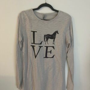 Gray Long Sleeve Shirt with Horse Graphic